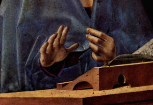 Antonello da Messina, Vergine Annunciata, particolare