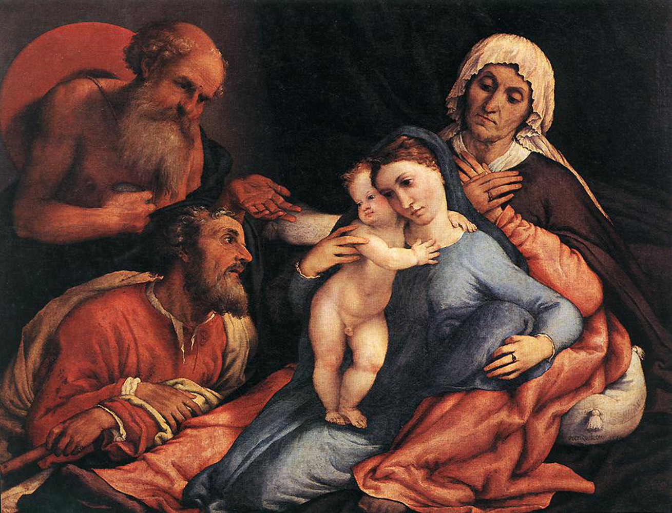 Sacra Famiglia di Lorenzo Lotto con i Santi Girolamo, Anna e Gioacchino
