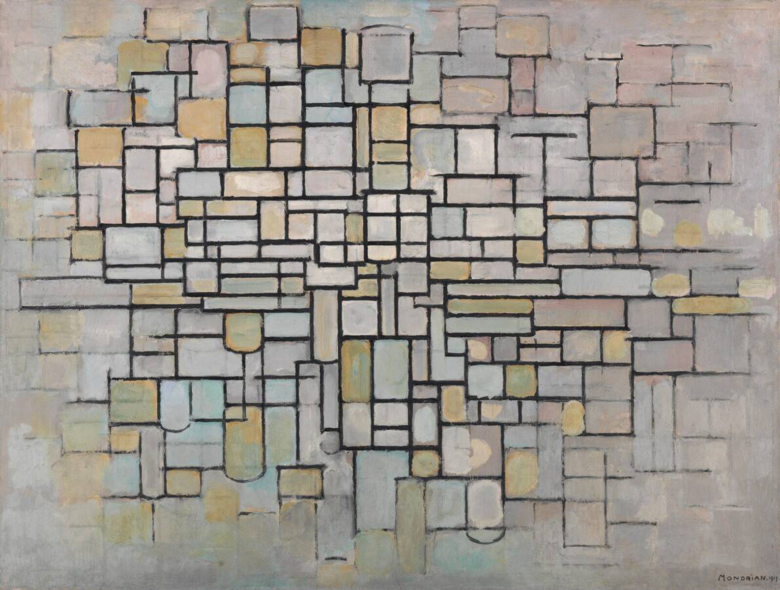 Composizione in blu, grigio e rosa di Piet Mondrian