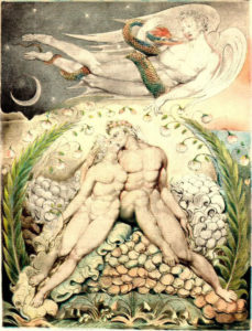 Satana guarda le effusioni di Adamo ed Eva di William Blake
