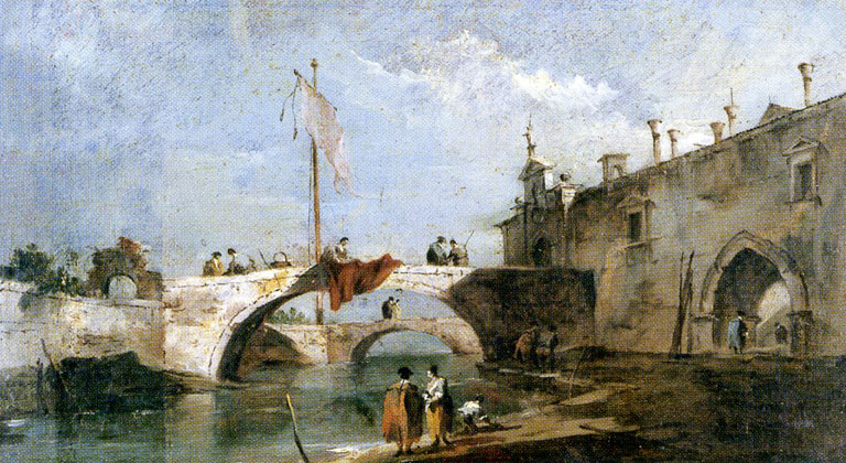Capriccio con ponte su un canale di Francesco Guardi