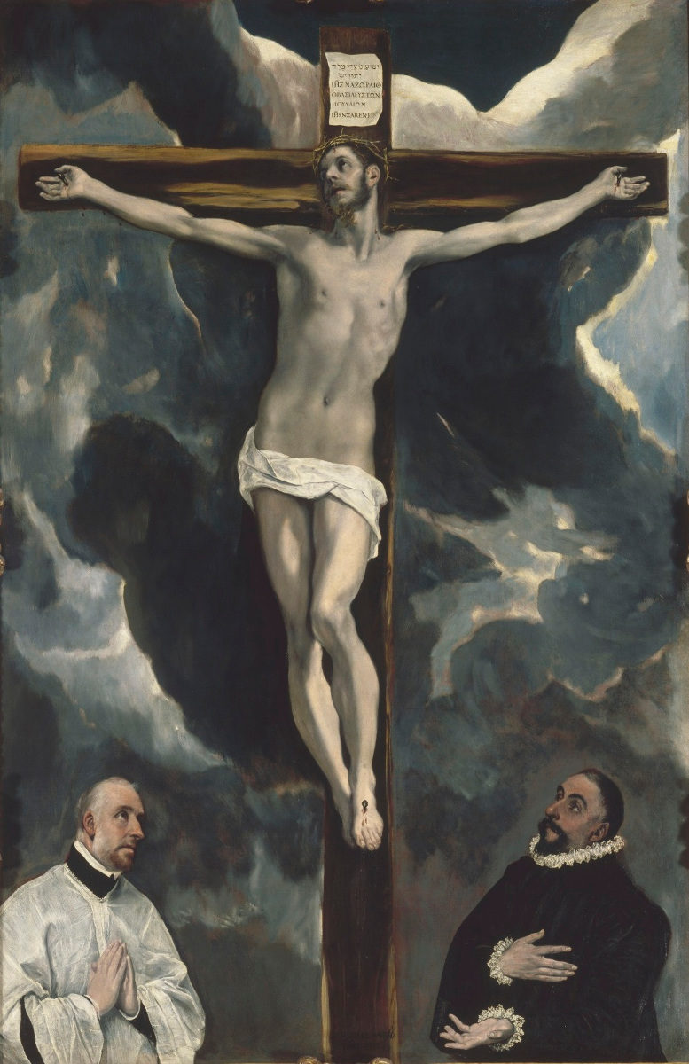 Cristo crocifisso con due donatori di El Greco