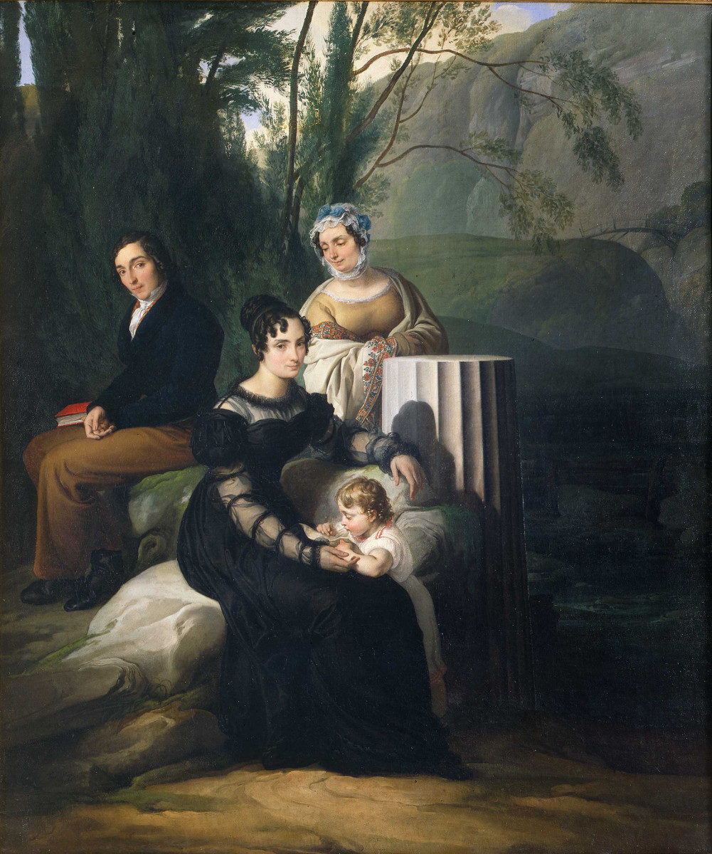 Ritratto di gruppo della famiglia Borri Stampa di Francesco Hayez