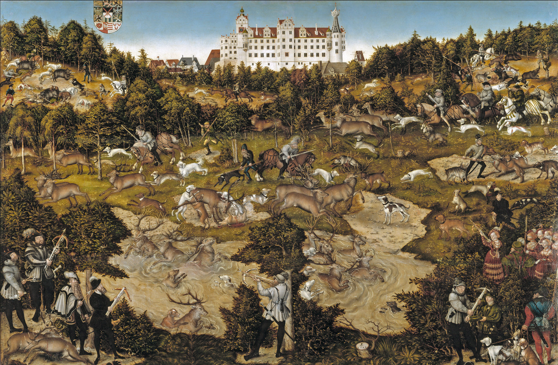 Caccia in onore di Carlo V nel castello di Torgau di Lucas Cranach