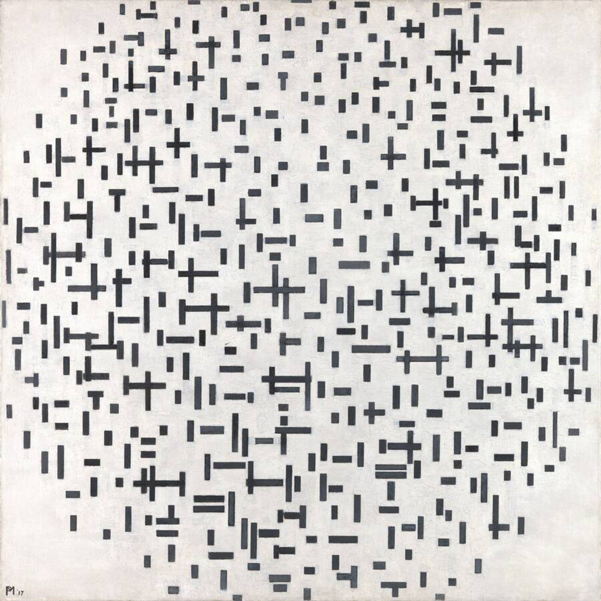 Composizione in linea, secondo stato di Piet Mondrian