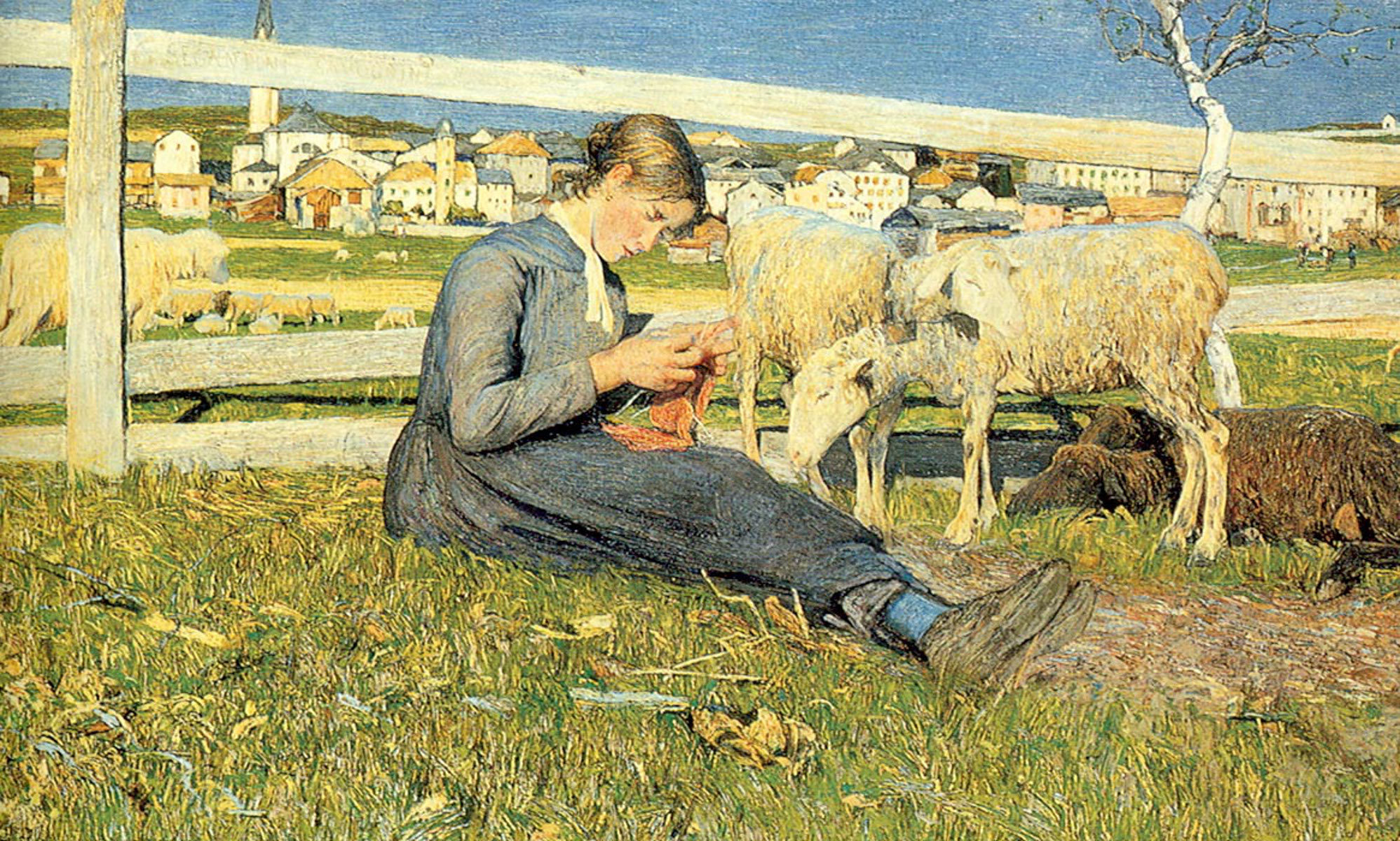 La ragazza che fa la calza Giovanni Segantini