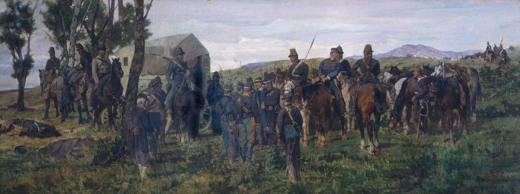 Episodio della battaglia di Custoza. Il principe Amedeo Ferito viene accompagnato dall’ambulanza di Giovanni Fattori