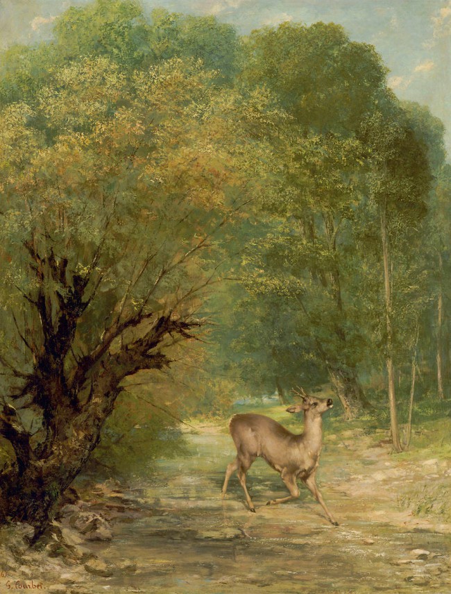 Caccia al capriolo guardingo, primavera di Gustave Courbet