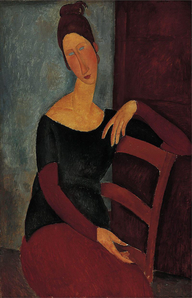 Jeanne Hébuterne seduta con il braccio sulla spalliera di Amedeo Modigliani