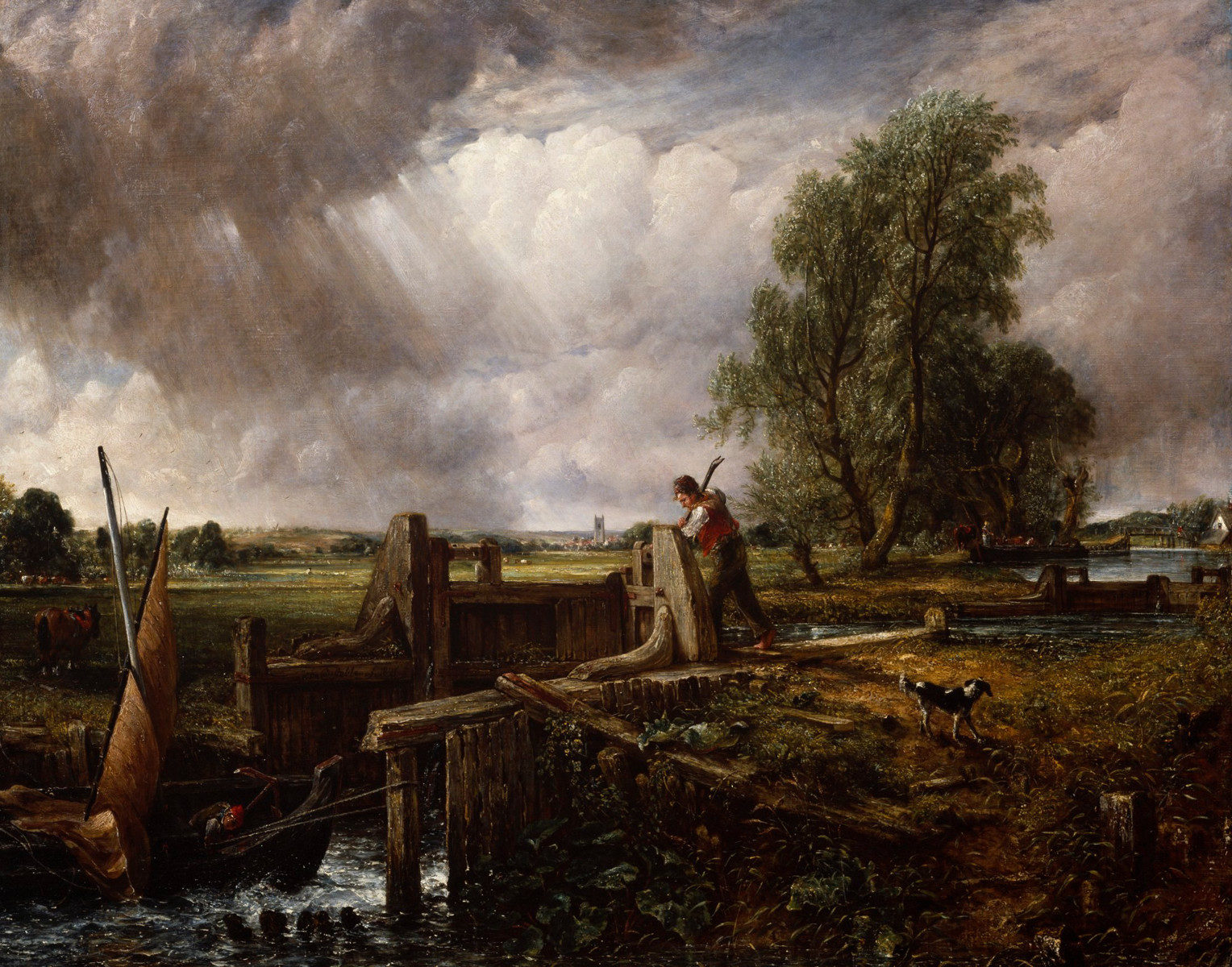 Una barca al passaggio di una chiusa (A Boat passing a Lock) di John Constable