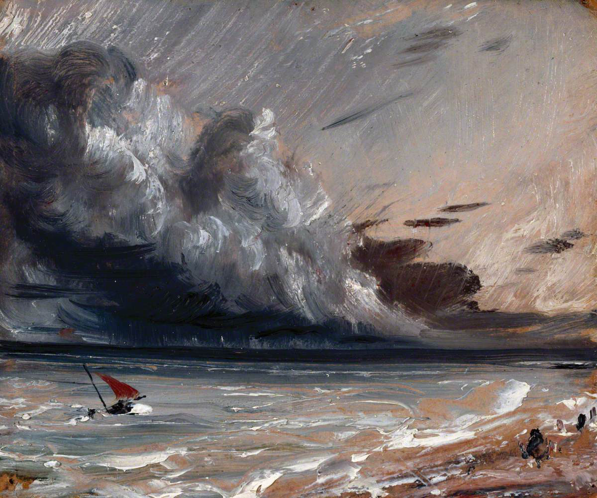 Studio per paesaggio marino, barca e cielo tempestoso di John Constable