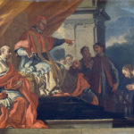 San Villibaldo chiede la benedizione di papa Gregorio III prima di recarsi ad evangelizzare i Sassoni di Francesco Solimena