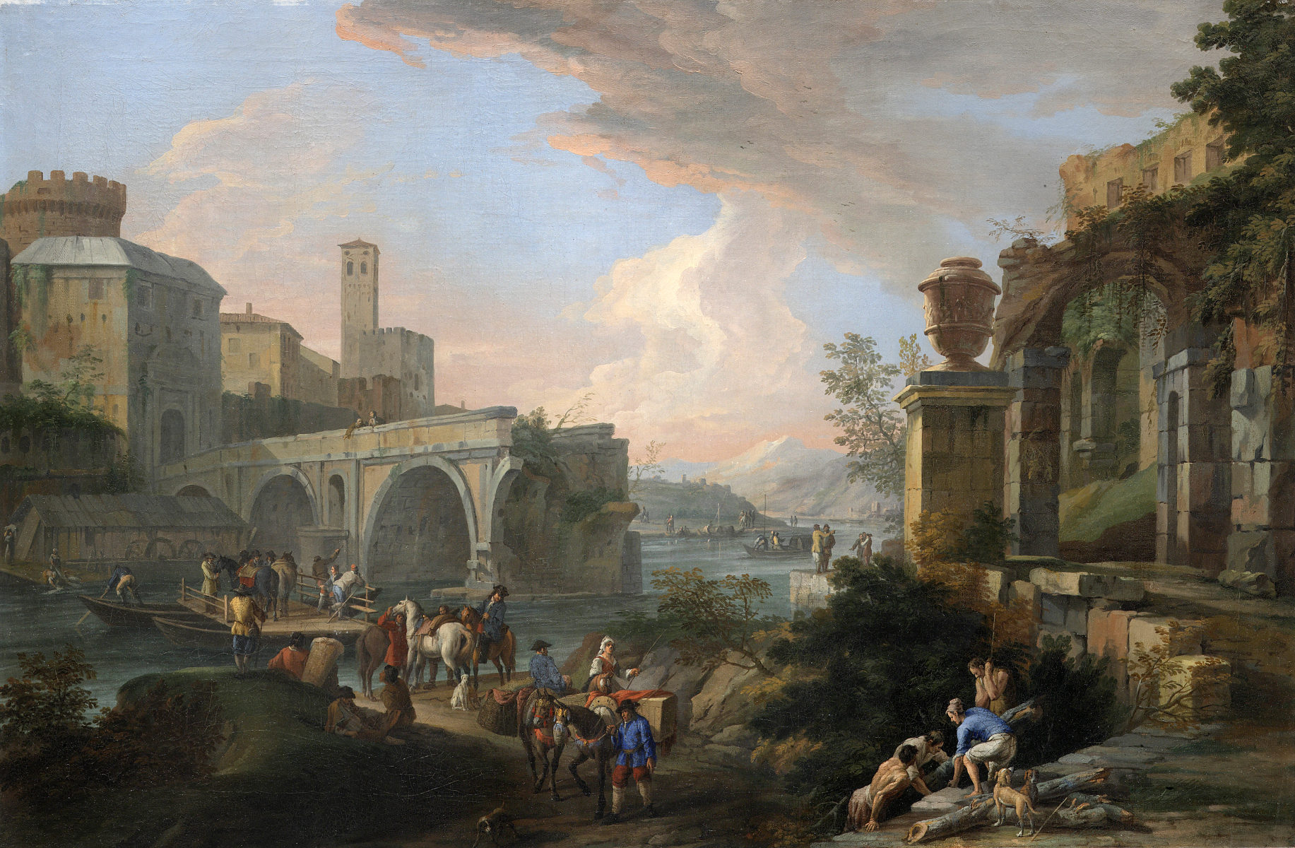Capriccio con il Ponte Rotto di Luca Carlevarijs