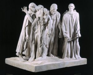 Auguste Rodin, I borghesi di Calais, 1889, impasto gessoso, h. 219,5 x larghezza 266 x profondità 211,5 cm. Parigi, Musée Rodin