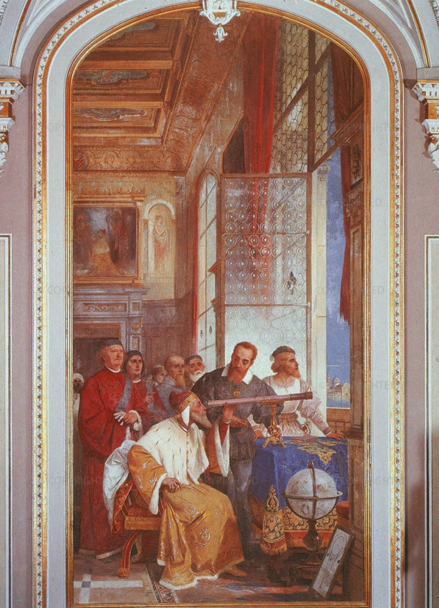 Galileo Galilei presenta il cannocchiale al doge Leonardo Donati di Giuseppe Bertini