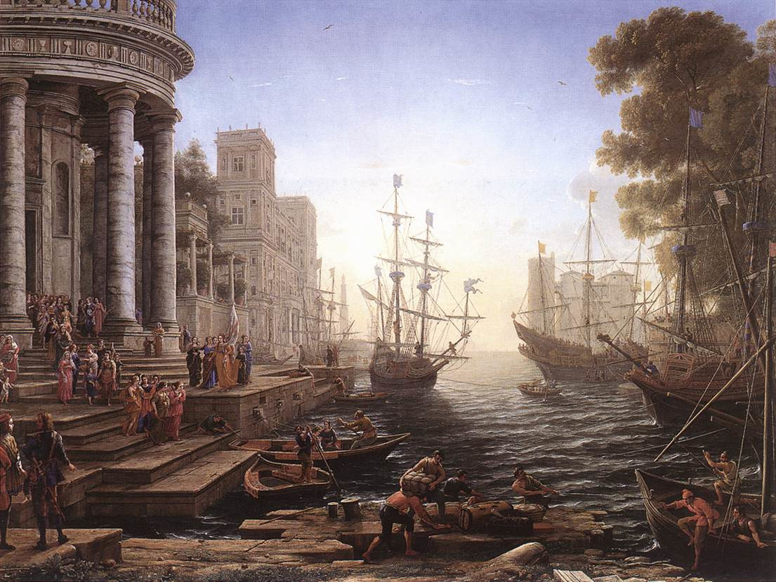 Porto marino con l'imbarco di Sant'Orsola di Claude Lorrain