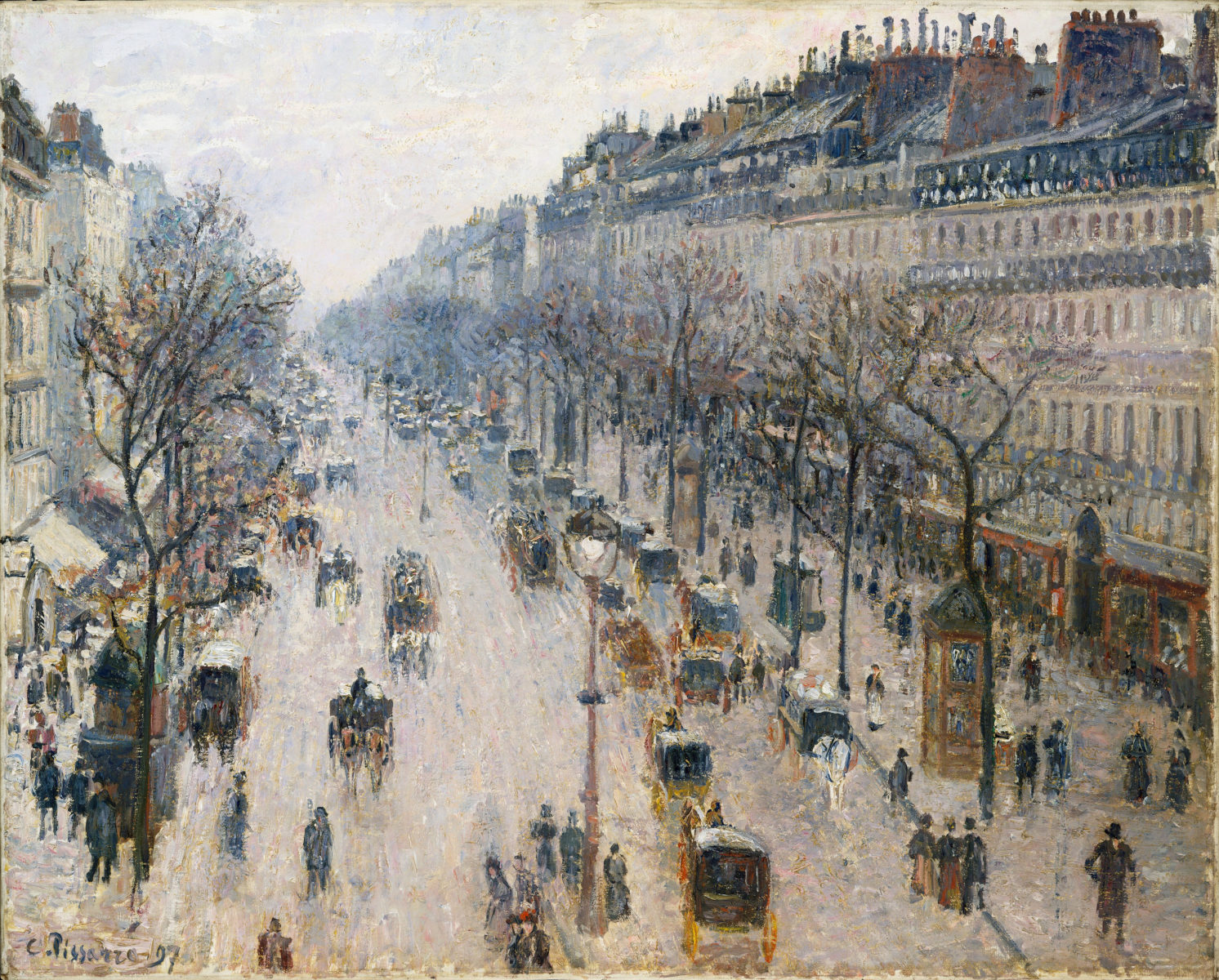 Boulevard Montmartre in un mattino d'inverno di Camille Pissarro