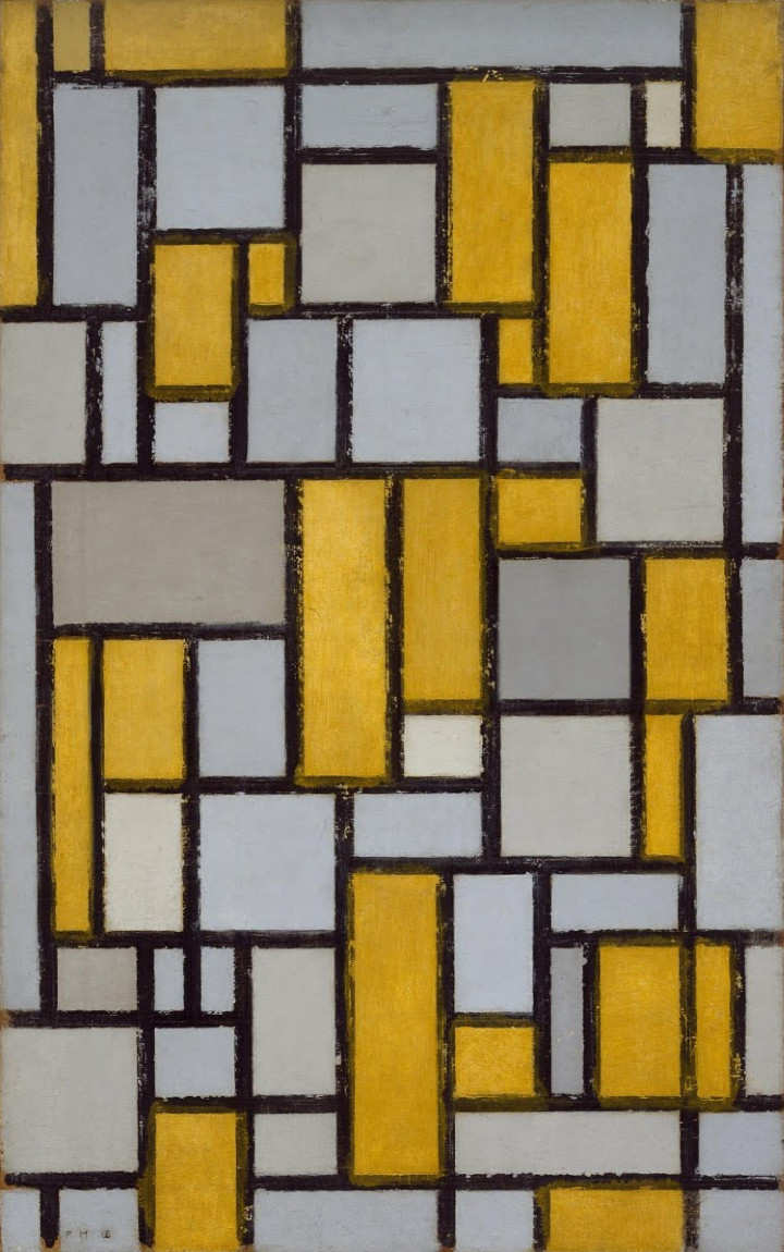 Composizione con grigio e ocra di Piet Mondrian