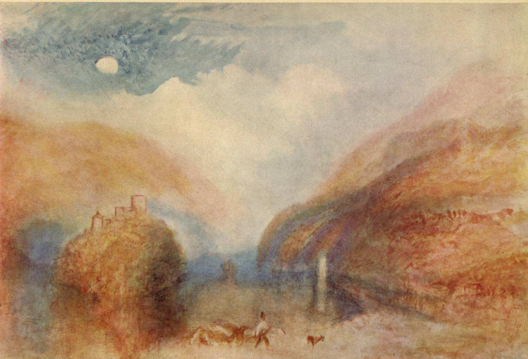 Lago con colline di William Turner