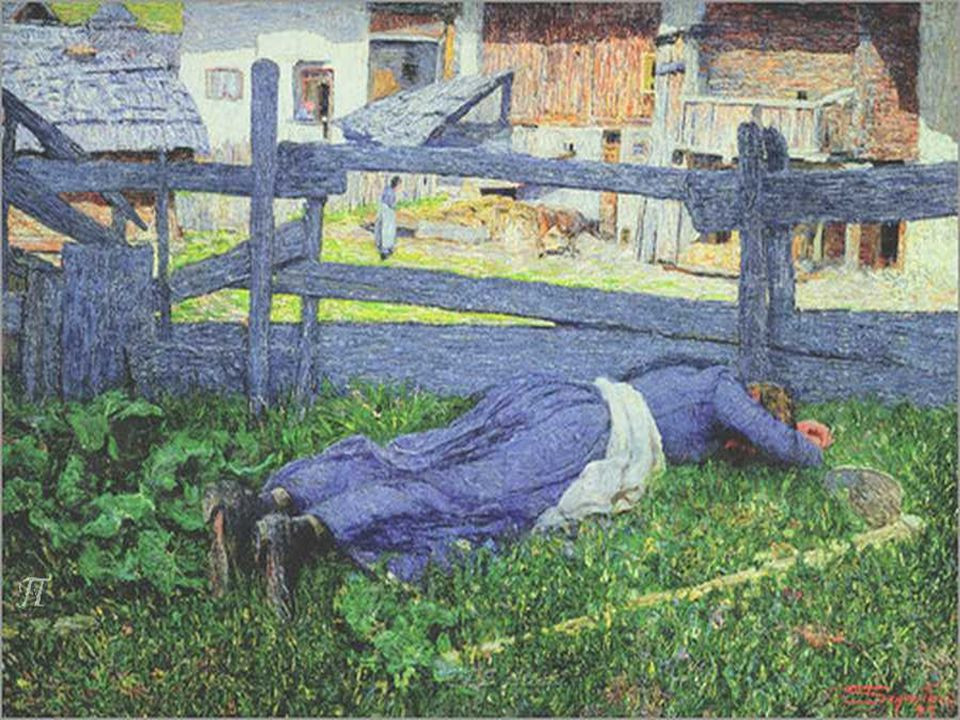 Donna che riposa distesa sul prato di Giovanni Segantini