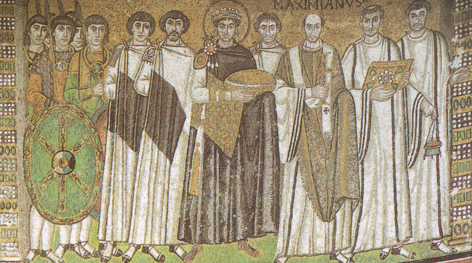 imperatore Giustiniano e il suo seguito della Basilica di San Vitale