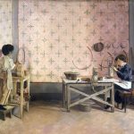 Ragazzi che lavorano l&rsquo;alabastro di Adriano Cecioni
