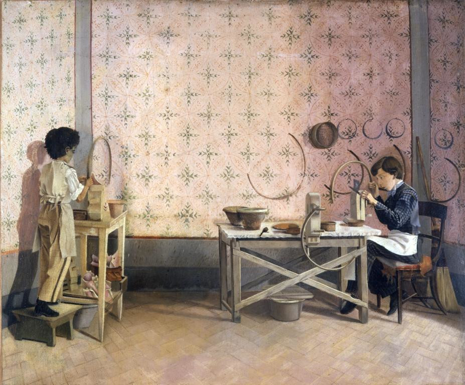 Ragazzi che lavorano l’alabastro di Adriano Cecioni