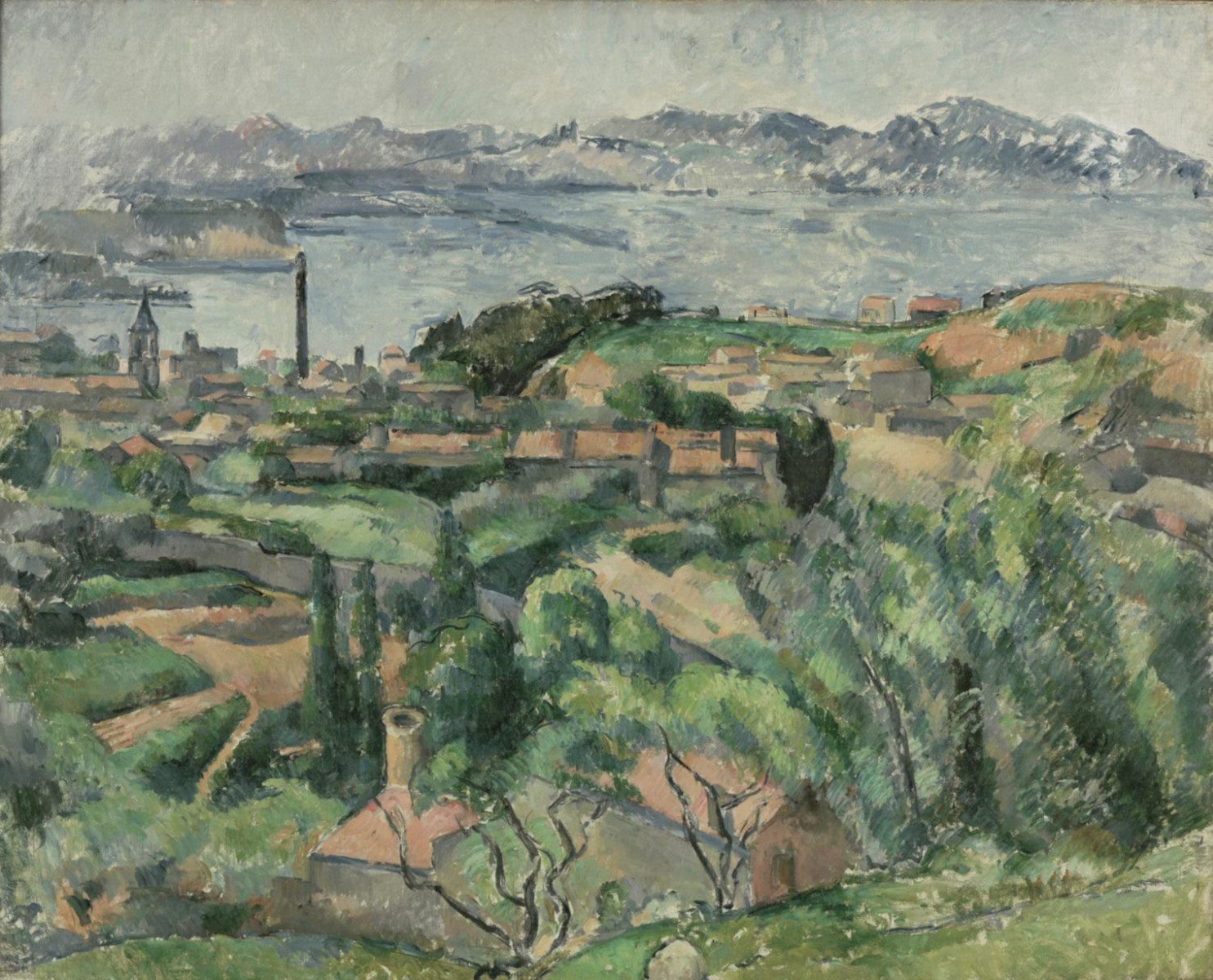 Vista della baia di Marsiglia con il villaggio di Saint-Henri di Paul Cézanne