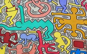 particolare di Tuttomondo di Keith Haring