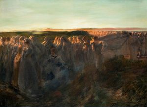 Gaetano Previati, I funerali di una vergine, 1895, olio su tela, 125 x 170 cm. Milano, Pinacoteca di Brera