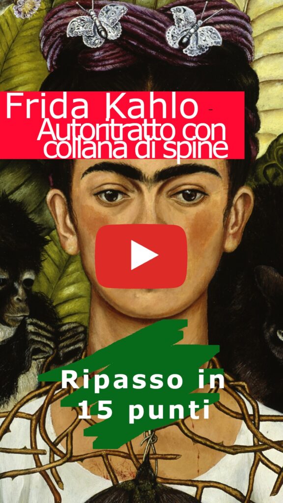 Ripasso in 15 punti di Autoritratto con collana di spine di Frida Khalo
