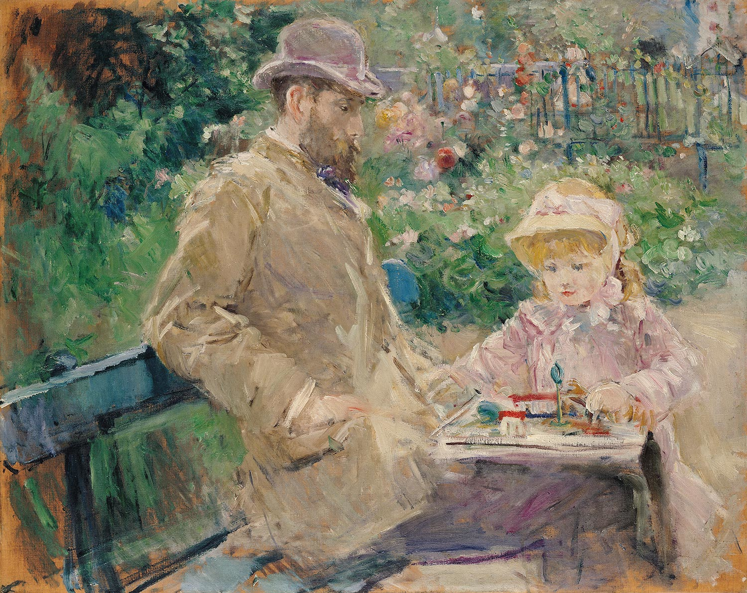Èugene Manet con la figlia a Bougival di Berthe Morisot