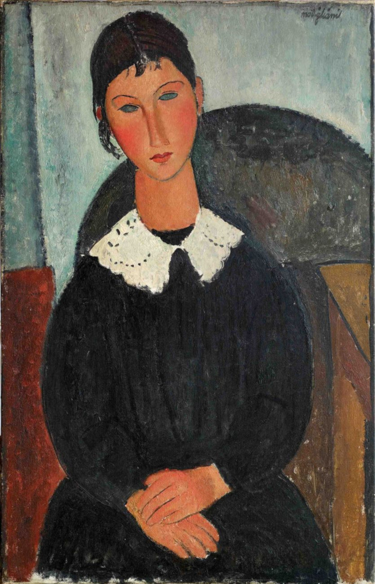 Elvire au col blanc (Elvire à la collerette) di Amedeo Modigliani