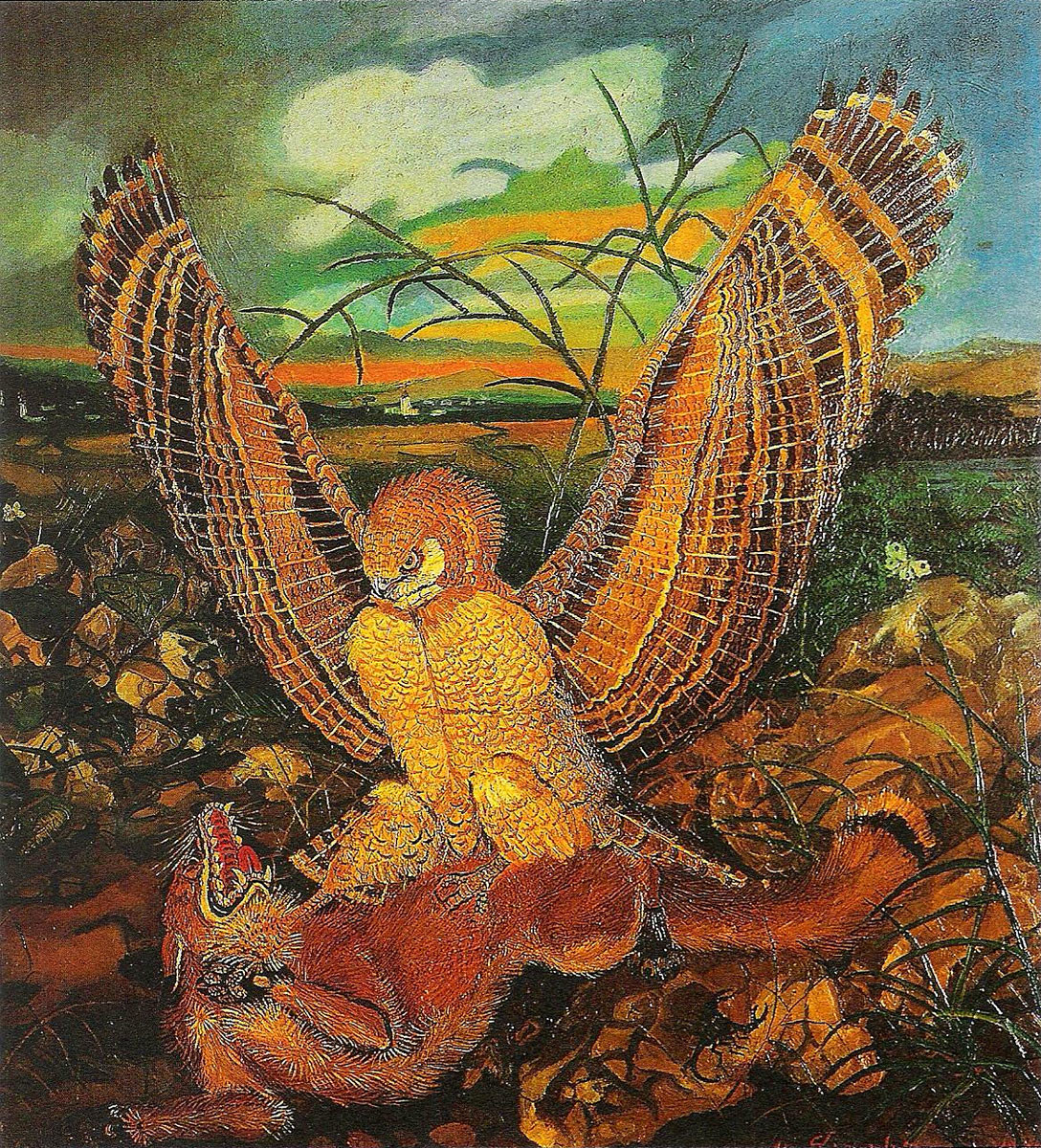Aquila con volpe di Antonio Ligabue