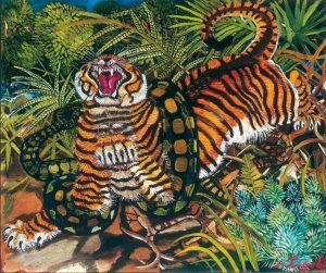 Tigre con serpente di Antonio Ligabue