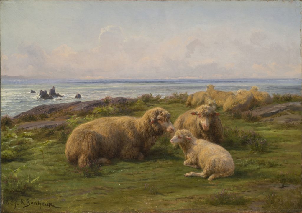 Rosa Bonheur, Sheep by the Sea, 1865, olio su tavola intelaiata, 32,3 x 45,7 cm. Washington, D. C., National Museum of Women in the Arts