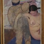 Nudo di Donna, figura maschile e Gazzetta dello Sport di Felice Casorati