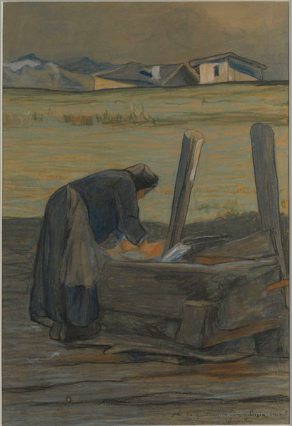 Lavandaia alla fontana di Giovanni Segantini