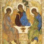 Andrej Rubl&euml;v, Icona della santissima Trinit&agrave;, 1425-1427, tempera su tavola, 141,5 x 114 cm. Russia, Mosca, Tretyakov Gallery