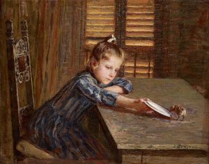 Emilio Longoni, Il pulcino, 1891, olio su tela, 23,5 x 29,5 cm. Tortona, Pinacoteca Divisionismo, Collezione n. inv. 0417