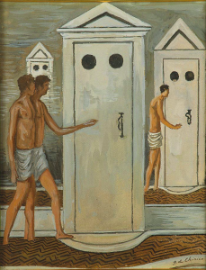 Giorgio De Chirico, Les bains mystérieux (I bagni misteriosi), 1923, Tempera e tecnica mista su cartone, misure?. Firenze, Museo Novecento