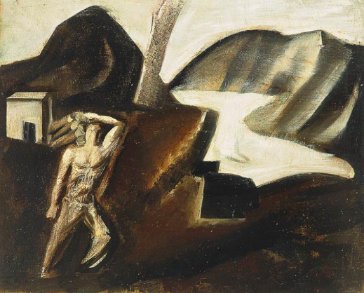 Mario Sironi, Lago di montagna, 1928, olio su tela, 68 x 84 cm . Firenze, Museo del Novecento