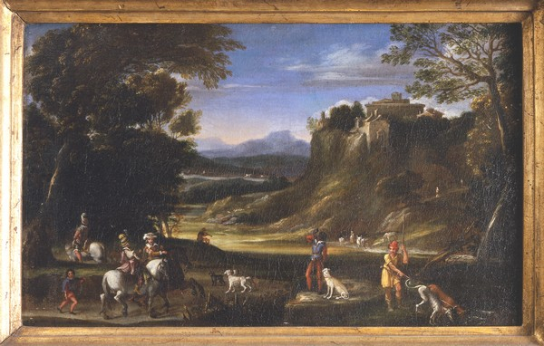 Paesaggio boscoso con scena di caccia di Domenico Zampieri detto il Domenichino