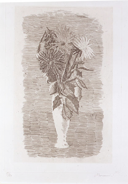 Fiori in un vasetto bianco di Giorgio Morandi