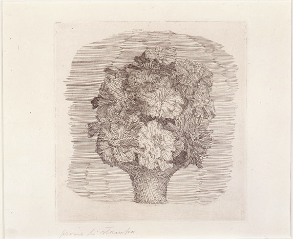 Zinnie in un vaso di Giorgio Morandi