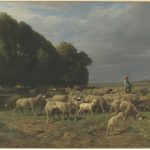 Gregge di pecore in un paesaggio di Charles Emile Jacque