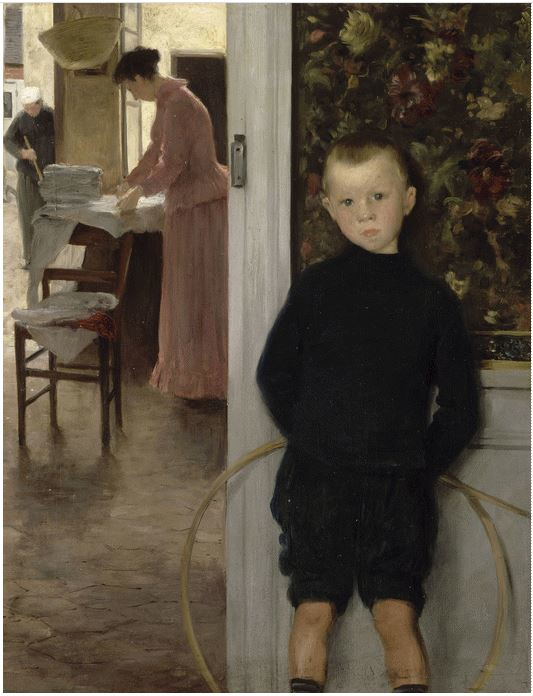 Bambino e donna in un interno di Paul Mathey