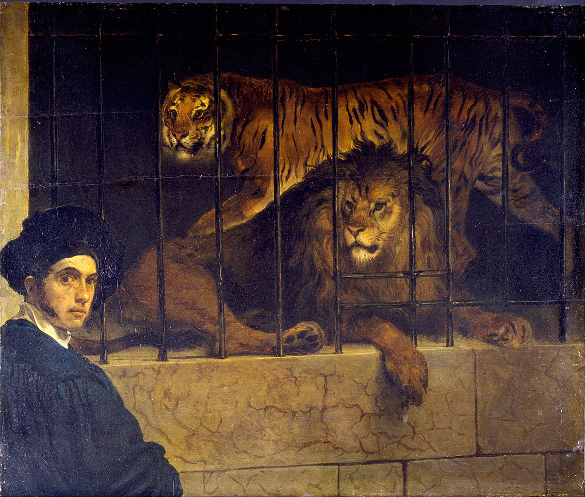 Autoritratto con tigre e leone di Francesco Hayez
