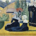 Donne bretoni con ombrelli di Emile Bernard