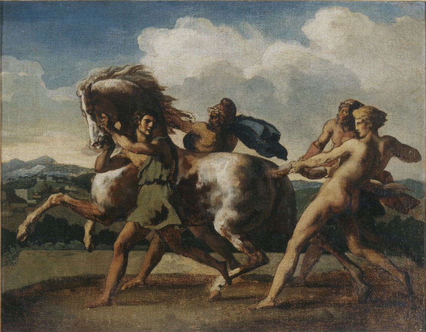 Cattura di un cavallo selvaggio nella campagna romana di Théodore Géricault